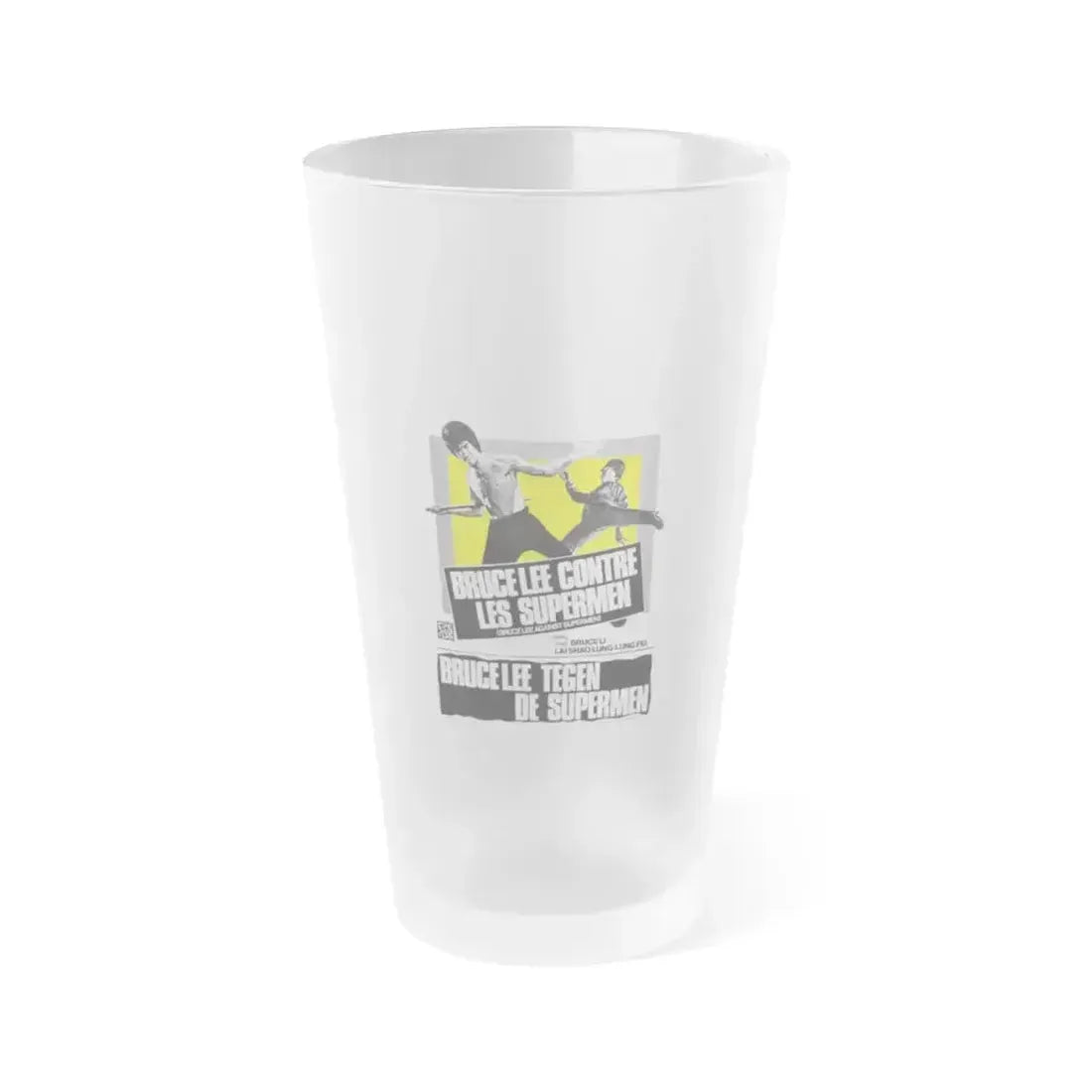BRUCE LEE AGAINST SUPERMEN (BELGIAN) 1975 Movie Poster - Frosted Pint Glass 16oz 16oz Frosted - Go Mug Yourself