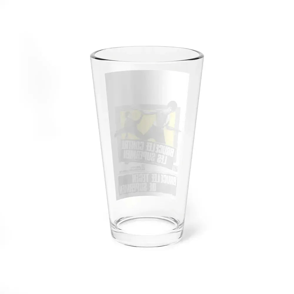 BRUCE LEE AGAINST SUPERMEN (BELGIAN) 1975 Movie Poster - Pint Glass 16oz - Go Mug Yourself