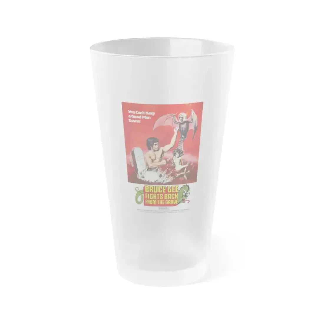BRUCE LEE FIGHTS BACK FROM THE GRAVE 1976 Movie Poster - Frosted Pint Glass 16oz 16oz Frosted - Go Mug Yourself