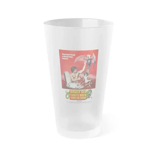 BRUCE LEE FIGHTS BACK FROM THE GRAVE 1976 Movie Poster - Frosted Pint Glass 16oz 16oz Frosted - Go Mug Yourself