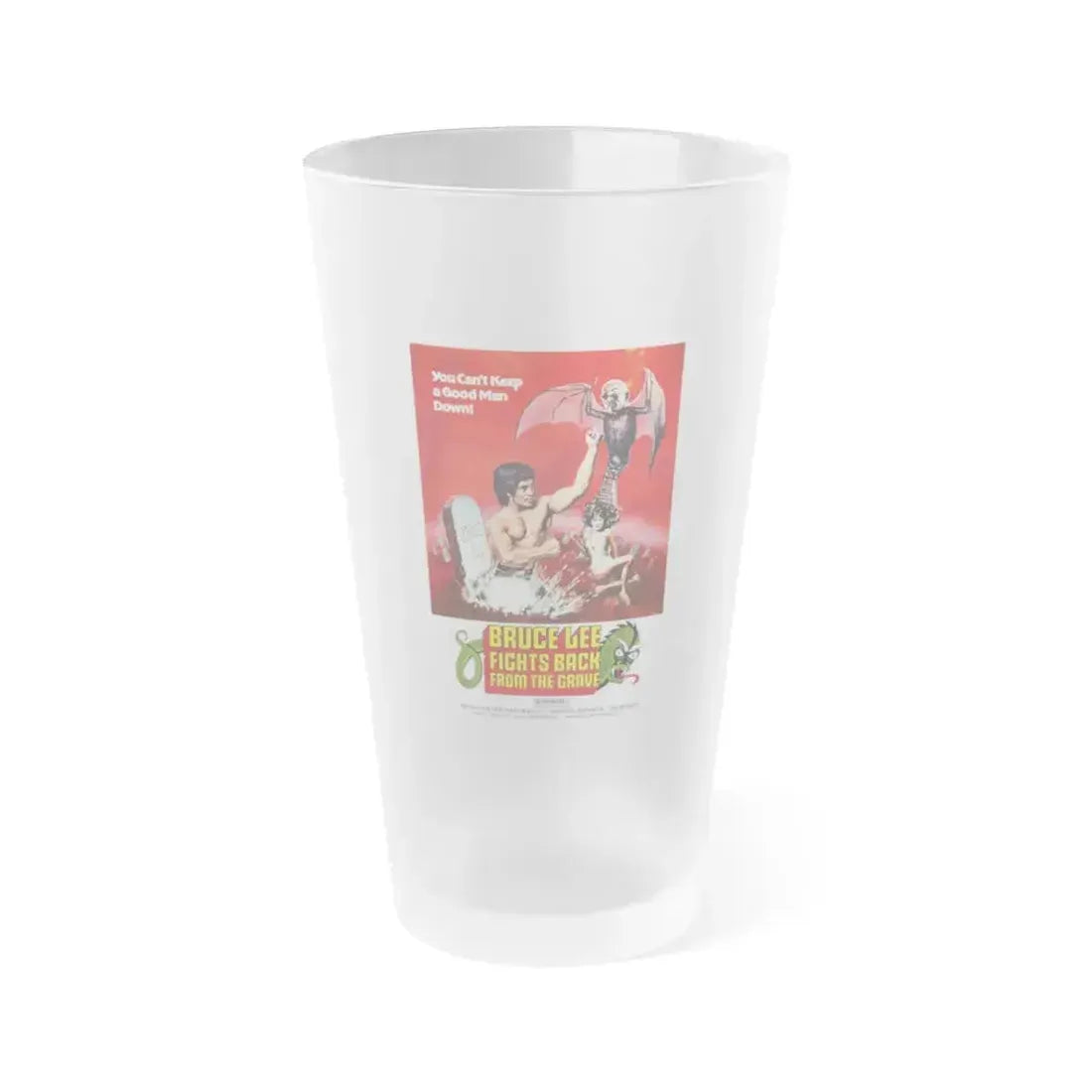 BRUCE LEE FIGHTS BACK FROM THE GRAVE 1976 Movie Poster - Frosted Pint Glass 16oz 16oz Frosted - Go Mug Yourself