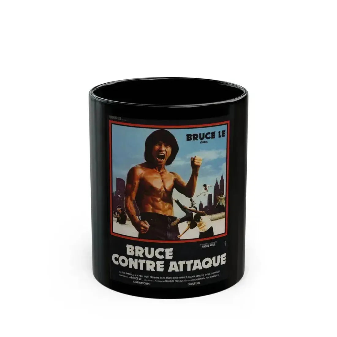 BRUCE LEE FIGHTS BACK FROM THE GRAVE (FRENCH) 1976 Movie Poster - Black Coffee Mug 11oz - Go Mug Yourself