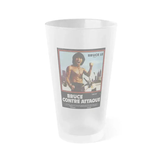 BRUCE LEE FIGHTS BACK FROM THE GRAVE (FRENCH) 1976 Movie Poster - Frosted Pint Glass 16oz 16oz Frosted - Go Mug Yourself
