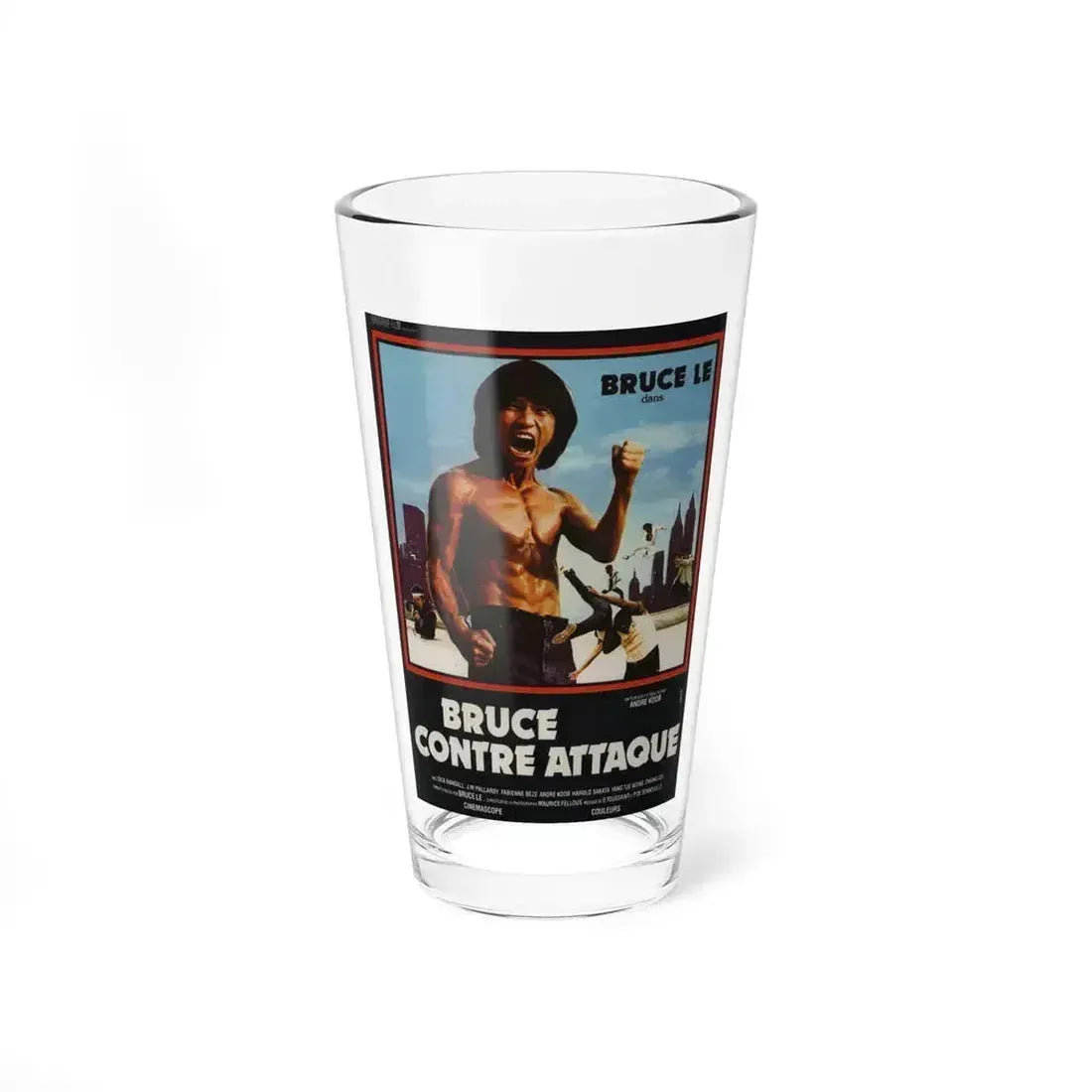 BRUCE LEE FIGHTS BACK FROM THE GRAVE (FRENCH) 1976 Movie Poster - Pint Glass 16oz 16oz - Go Mug Yourself