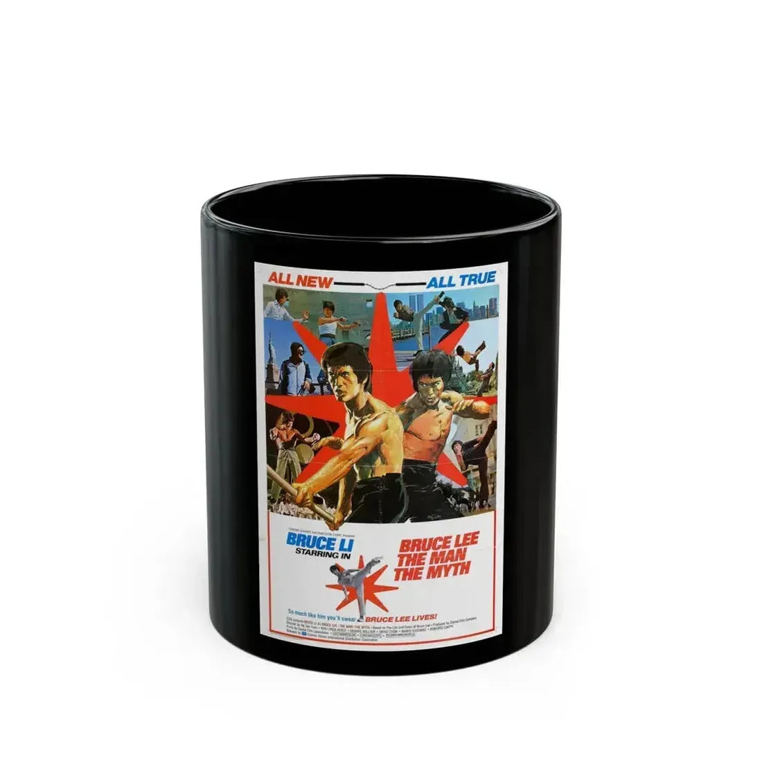BRUCE LEE, THE MAN, THE MYTH 1976 Movie Poster - Black Coffee Mug 11oz - Go Mug Yourself