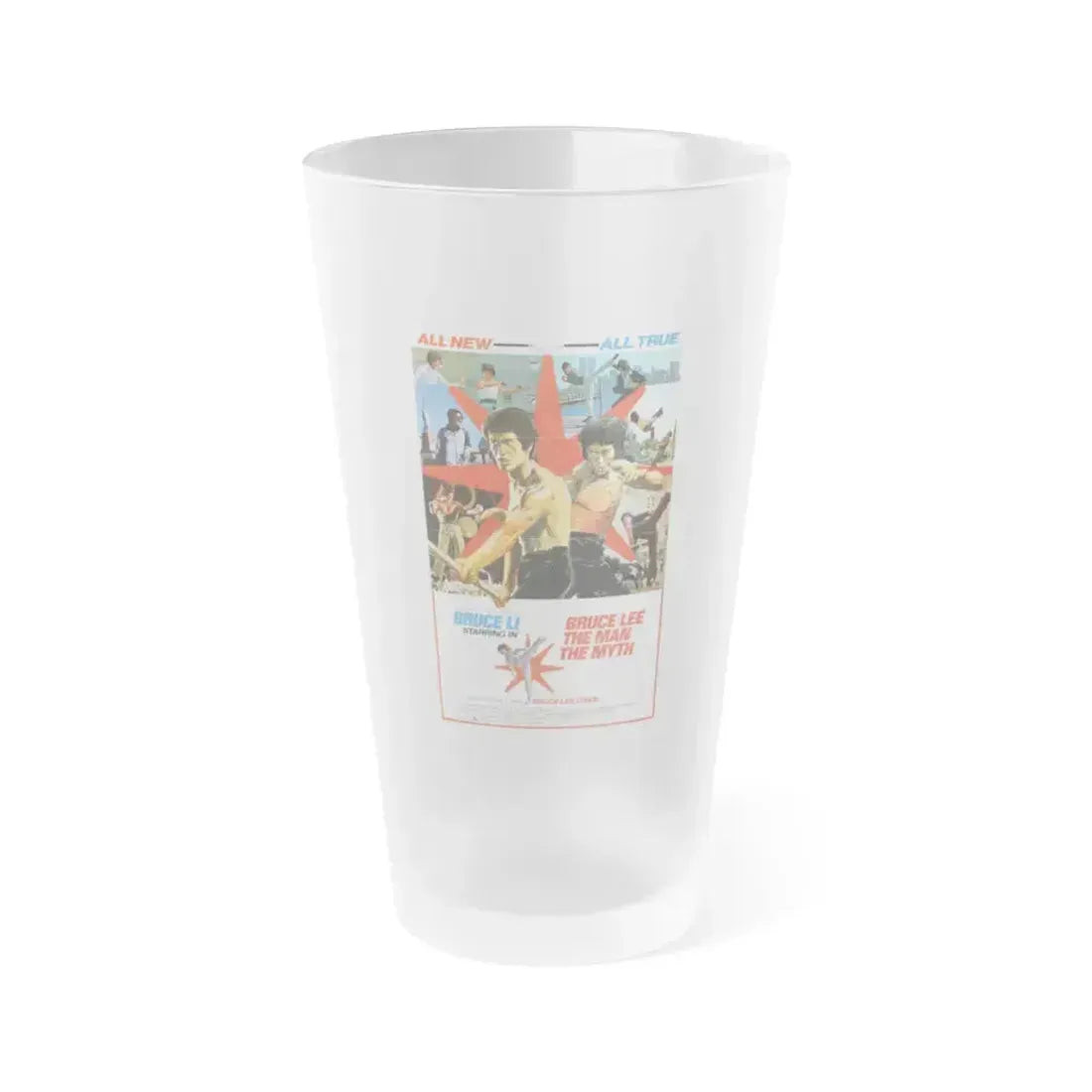 BRUCE LEE, THE MAN, THE MYTH 1976 Movie Poster - Frosted Pint Glass 16oz 16oz Frosted - Go Mug Yourself