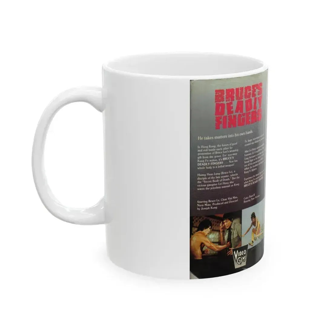 BRUCES DEADLY FINGERS (VHS COVER) - White Coffee Mug - Go Mug Yourself
