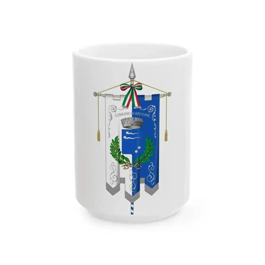 Brugine-Gonfalone (Italy) White Coffee Mug 15oz - Go Mug Yourself