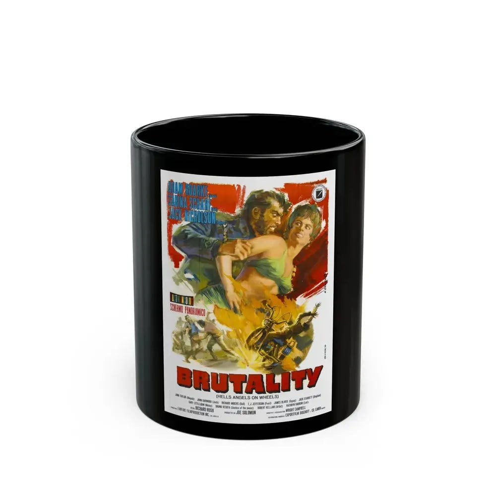BRUTALITY (HELLS ANGELS ON WHEELS) 1967 Movie Poster - Black Coffee Mug 11oz - Go Mug Yourself