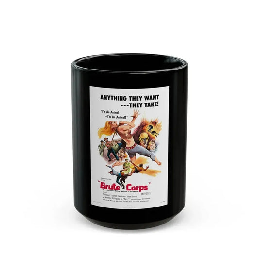 BRUTE CORPS 1971 Movie Poster - Black Coffee Mug 15oz - Go Mug Yourself
