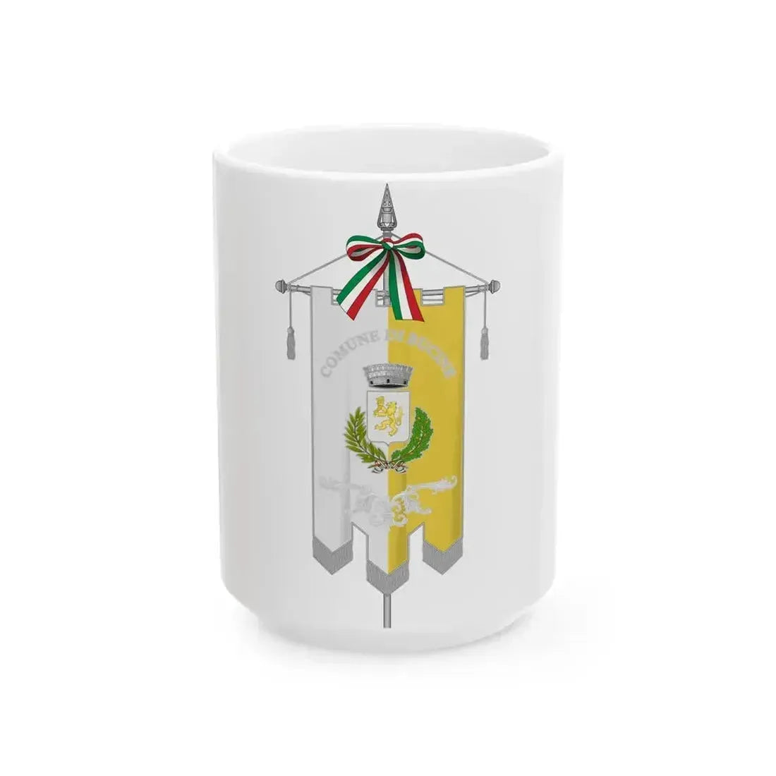Bucine-Gonfalone (Italy) White Coffee Mug 15oz - Go Mug Yourself