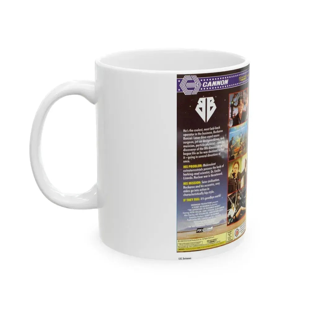 BUCKAROO BANZAI ACROSS THE 8TH DIMENSION (VHS COVER) - White Coffee Mug - Go Mug Yourself