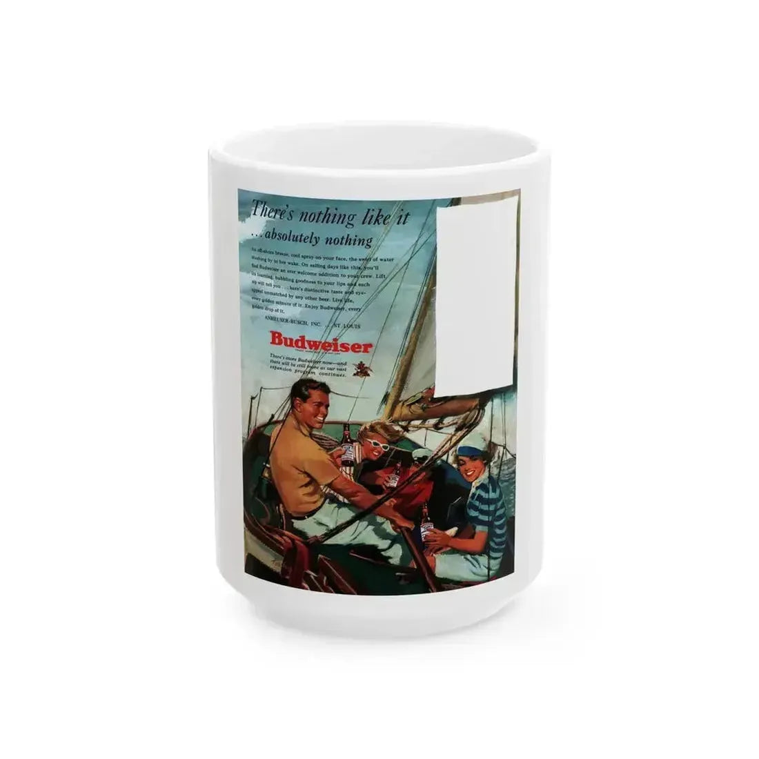 Budweiser ad, Collier's, June 11, 1949 - White Coffee Mug 15oz - Go Mug Yourself
