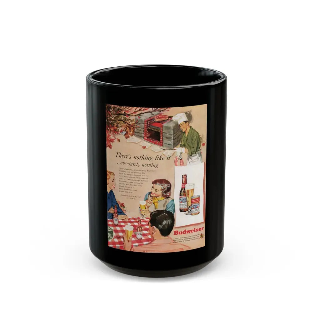 Budweiser ad, Cosmopolitan, October 1950 - Black Coffee Mug 15oz - Go Mug Yourself