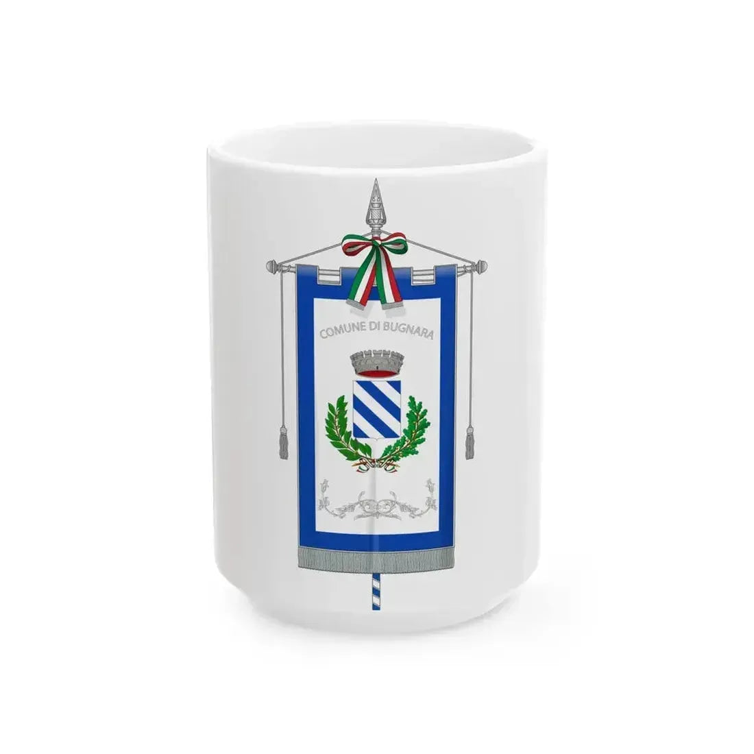 Bugnara-Gonfalone (Italy) White Coffee Mug 15oz - Go Mug Yourself
