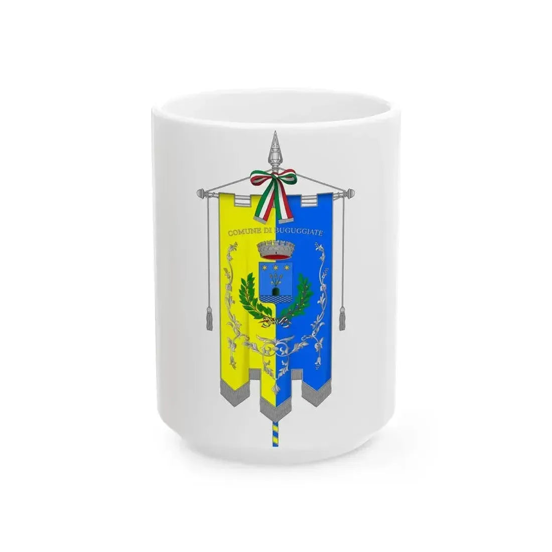 Buguggiate-Gonfalone (Italy) White Coffee Mug 15oz - Go Mug Yourself