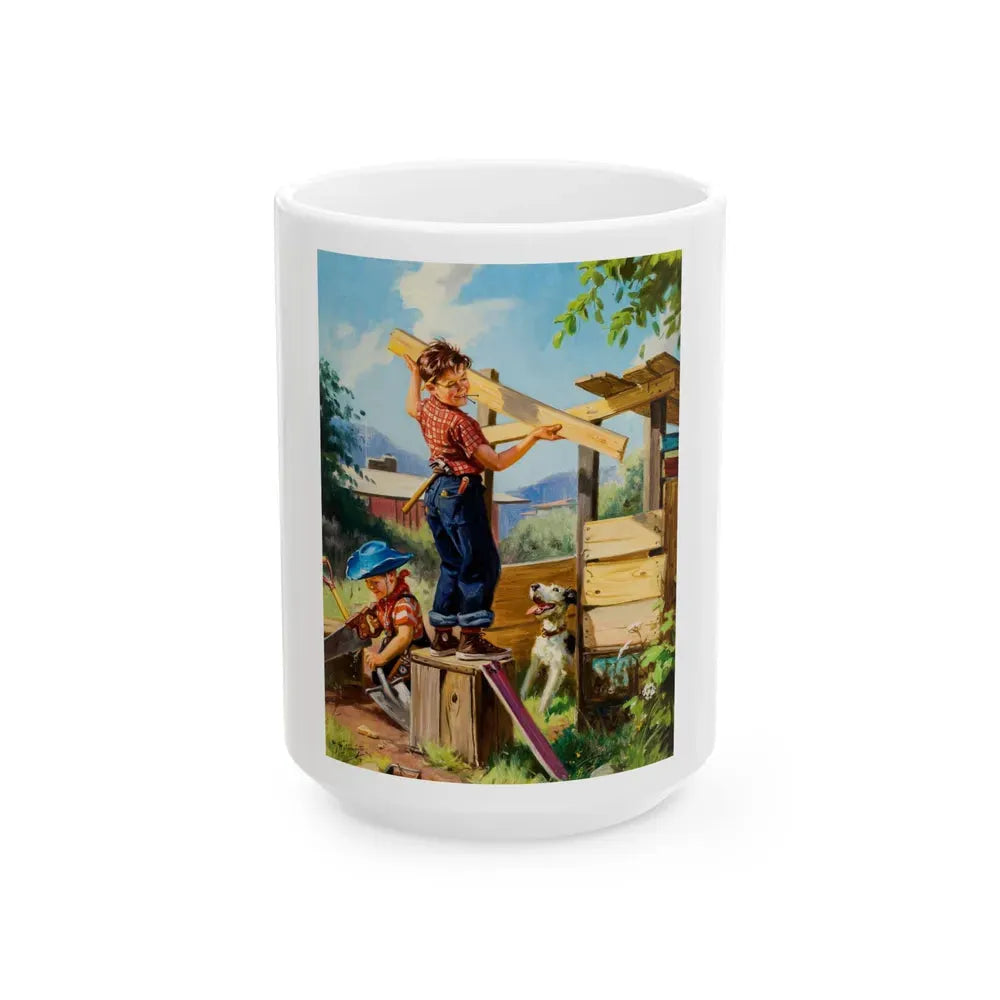Building a Fort - White Coffee Mug 15oz - Go Mug Yourself