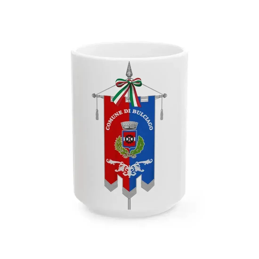 Bulciago-Gonfalone (Italy) White Coffee Mug 15oz - Go Mug Yourself