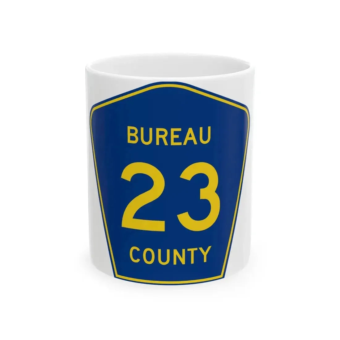 Bureau County 23 (Illinois) (Road Sign) White Coffee Mug 11oz - Go Mug Yourself