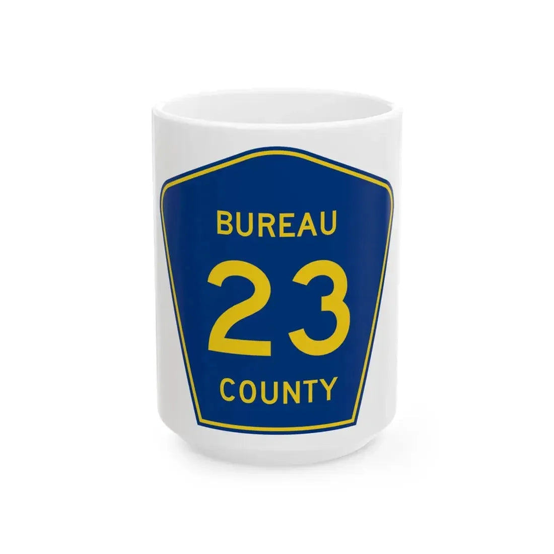 Bureau County 23 (Illinois) (Road Sign) White Coffee Mug 15oz - Go Mug Yourself