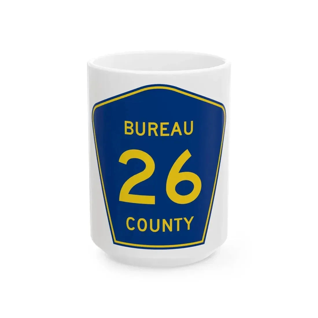 Bureau County 26 (Illinois) (Road Sign) White Coffee Mug 15oz - Go Mug Yourself