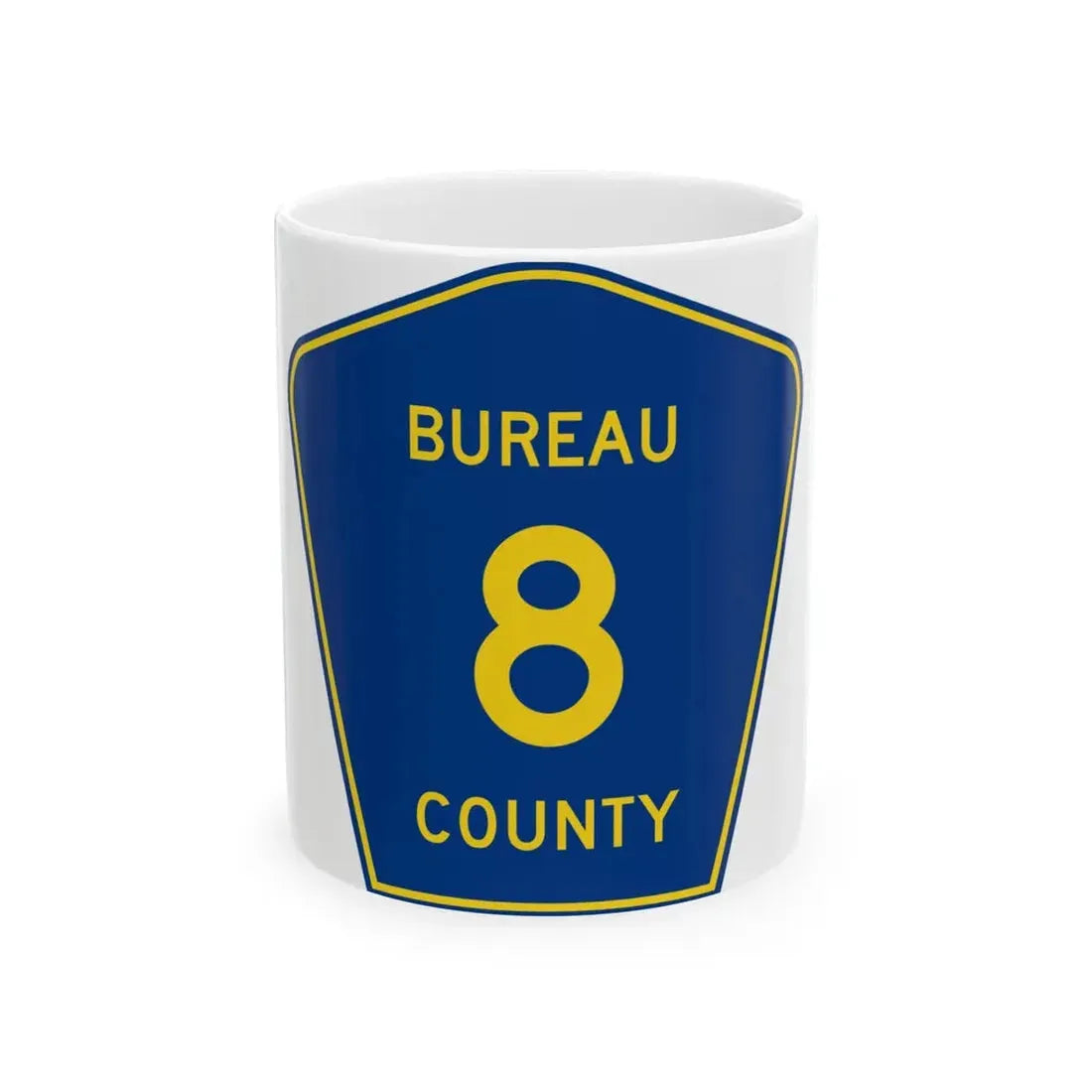 Bureau County 8 (Illinois) (Road Sign) White Coffee Mug 11oz - Go Mug Yourself