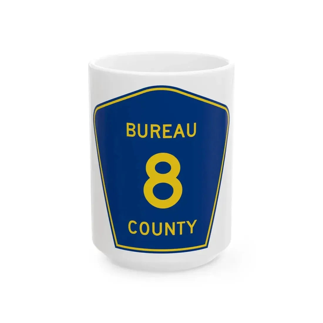 Bureau County 8 (Illinois) (Road Sign) White Coffee Mug 15oz - Go Mug Yourself