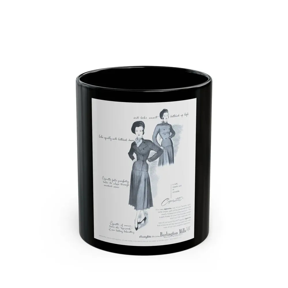 Burlington Mills, 1948 - Black Coffee Mug 11oz - Go Mug Yourself