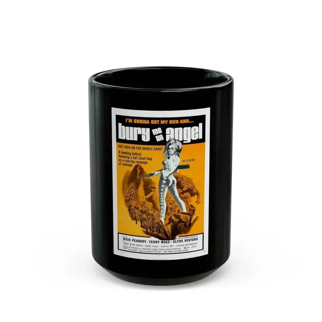 BURY ME AN ANGEL 1972 Movie Poster - Black Coffee Mug 15oz - Go Mug Yourself