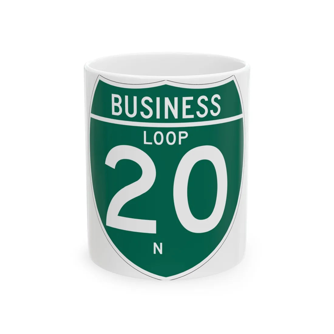 Business Interstate 20-N TX (Texas) (Road Sign) White Coffee Mug 11oz - Go Mug Yourself