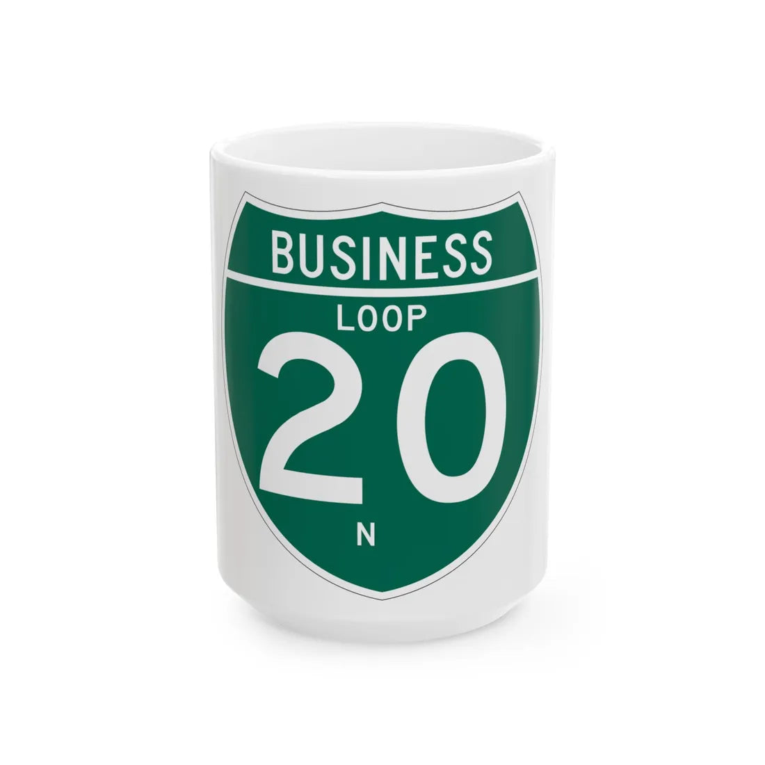 Business Interstate 20-N TX (Texas) (Road Sign) White Coffee Mug 15oz - Go Mug Yourself