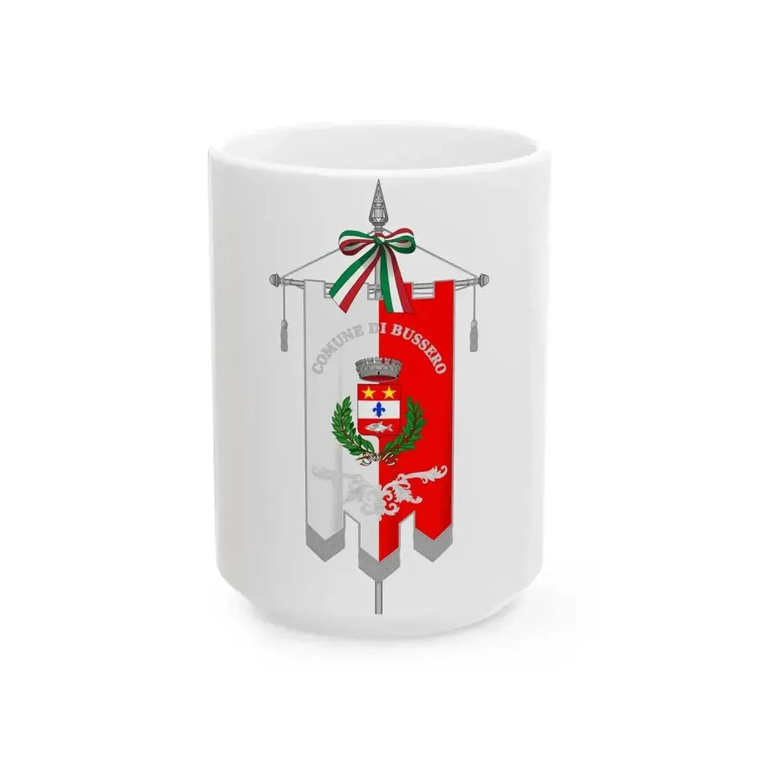 Bussero-Gonfalone (Italy) White Coffee Mug 15oz - Go Mug Yourself
