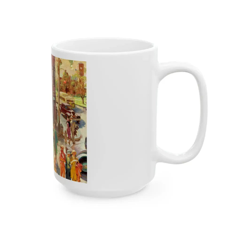 Bustling Street Corner - White Coffee Mug - Go Mug Yourself