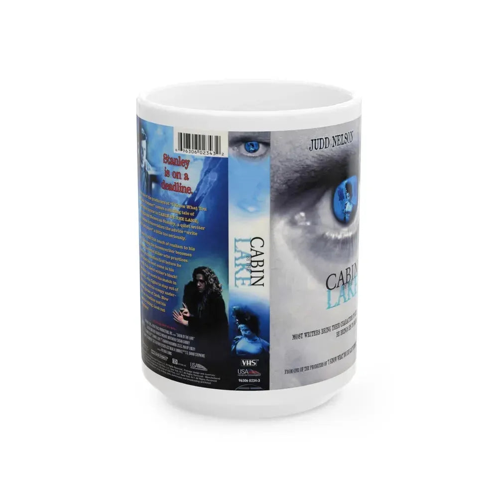 CABIN BY THE LAKE (VHS COVER) - White Coffee Mug 15oz - Go Mug Yourself