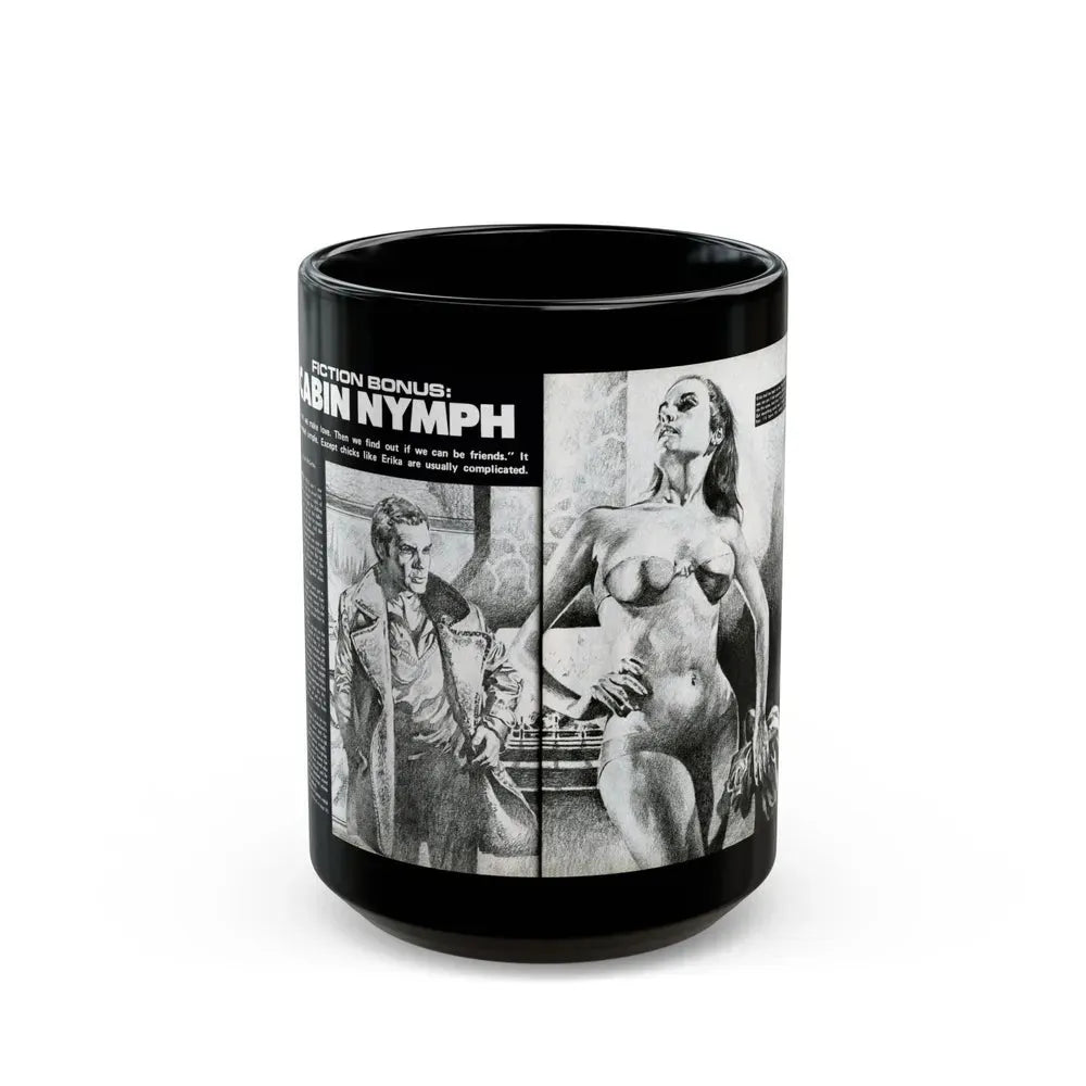 Cabin Nymph, Bluebook for Men, March 1972 - Black Coffee Mug 15oz - Go Mug Yourself