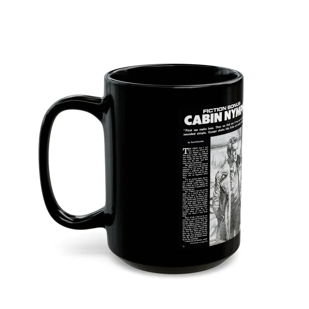 Cabin Nymph, Bluebook for Men, March 1972 - Black Coffee Mug - Go Mug Yourself