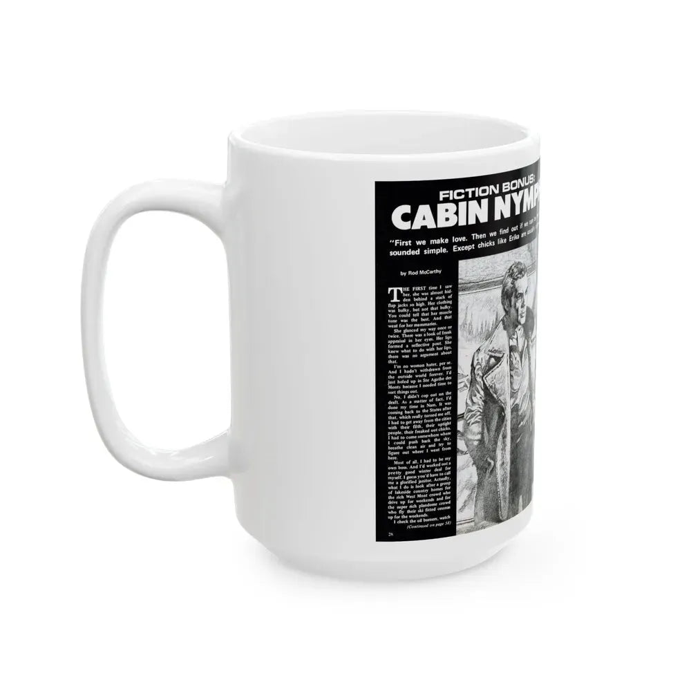 Cabin Nymph, Bluebook for Men, March 1972 - White Coffee Mug - Go Mug Yourself