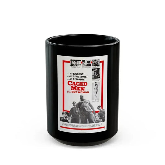 CAGED MEN PLUS ONE WOMAN 1971 Movie Poster - Black Coffee Mug 15oz - Go Mug Yourself