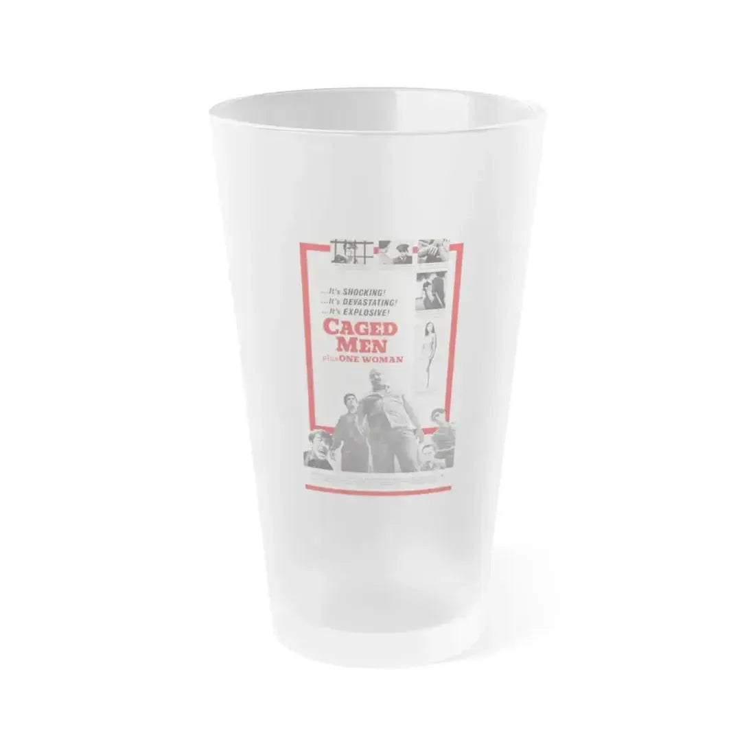 CAGED MEN PLUS ONE WOMAN 1971 Movie Poster - Frosted Pint Glass 16oz 16oz Frosted - Go Mug Yourself
