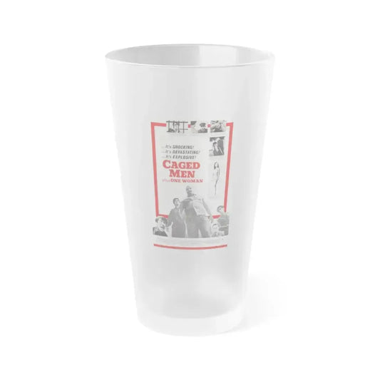 CAGED MEN PLUS ONE WOMAN 1971 Movie Poster - Frosted Pint Glass 16oz 16oz Frosted - Go Mug Yourself