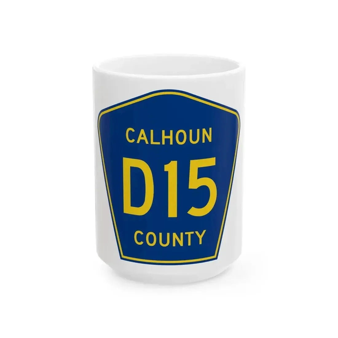 Calhoun County Route D15 IA (Iowa) (Road Sign) White Coffee Mug 15oz - Go Mug Yourself