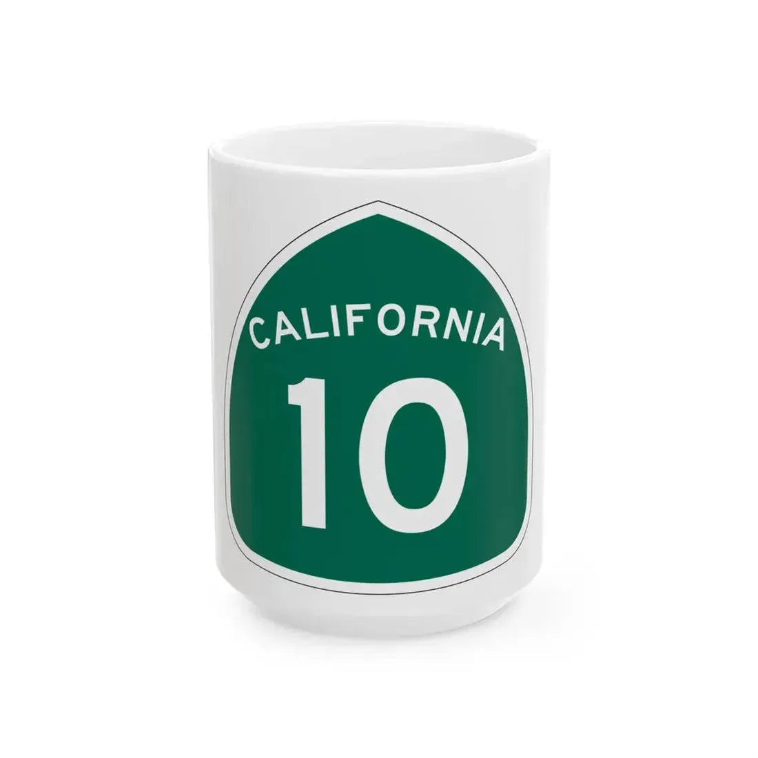 California 10 (California) (Road Sign) White Coffee Mug 15oz - Go Mug Yourself