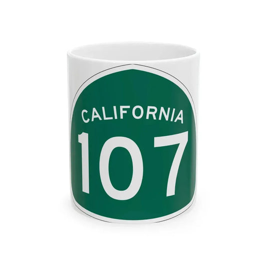 California 107 (California) (Road Sign) White Coffee Mug 11oz - Go Mug Yourself
