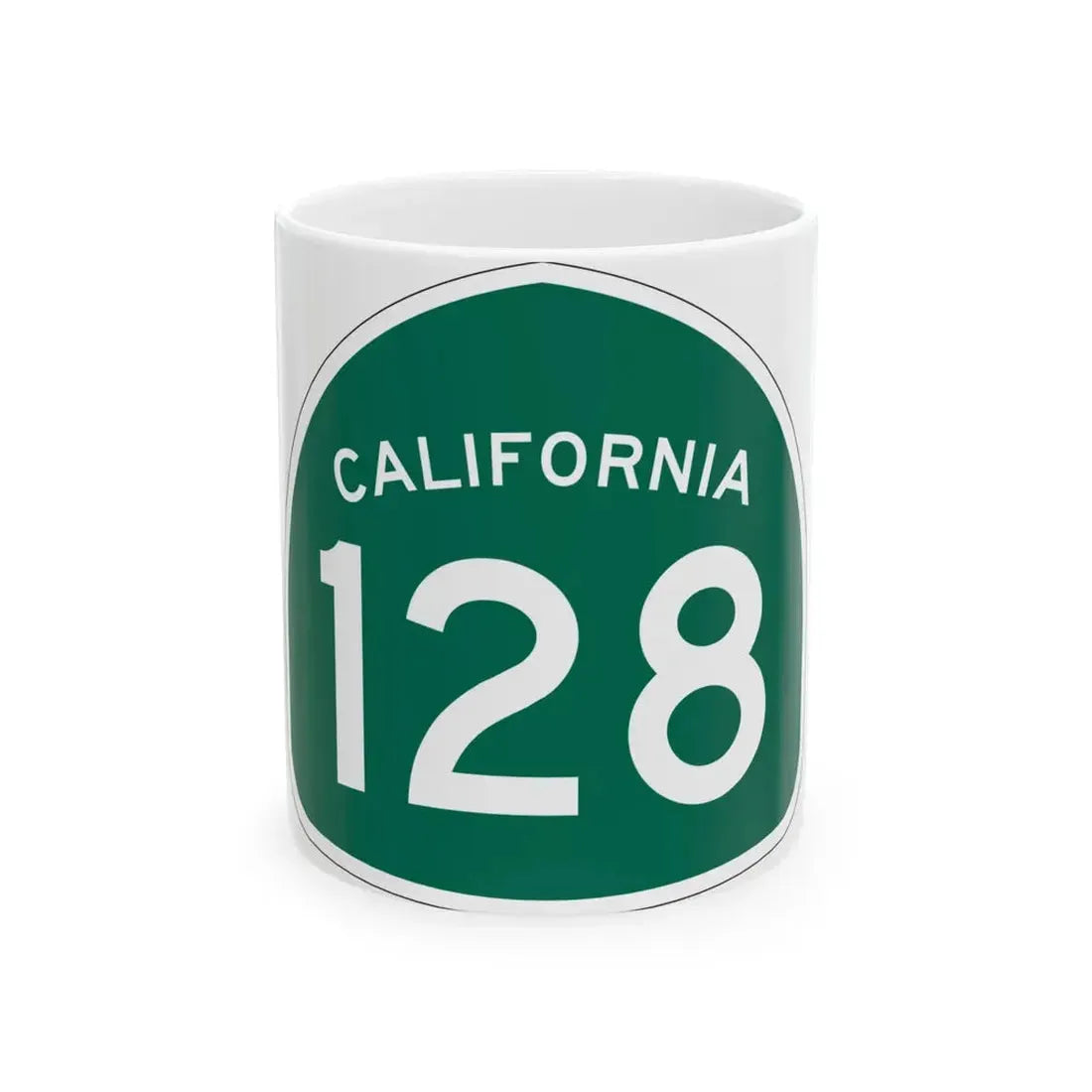 California 128 (California) (Road Sign) White Coffee Mug 11oz - Go Mug Yourself