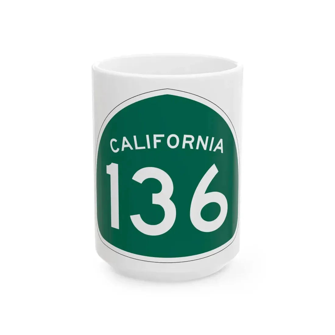 California 136 (California) (Road Sign) White Coffee Mug 15oz - Go Mug Yourself