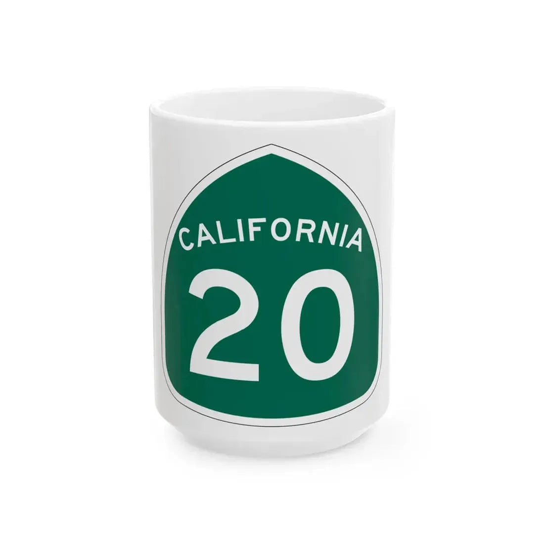 California 20 (California) (Road Sign) White Coffee Mug 15oz - Go Mug Yourself
