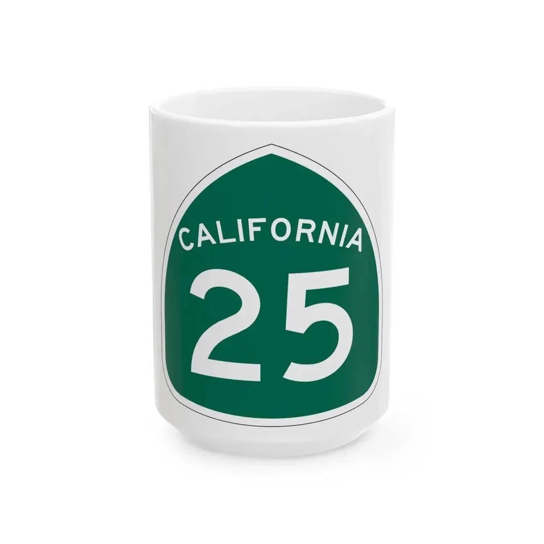 California 25 (California) (Road Sign) White Coffee Mug 15oz - Go Mug Yourself