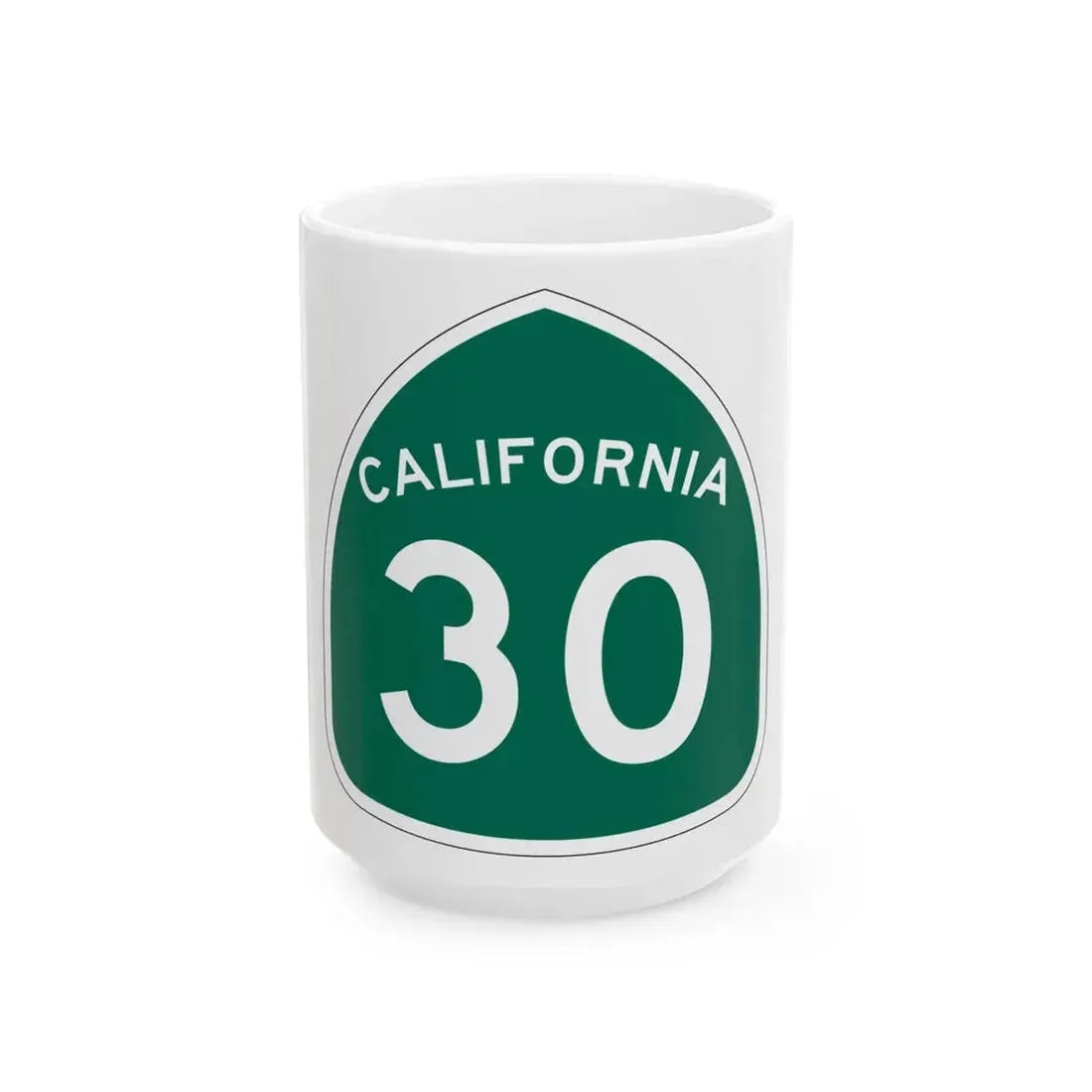 California 30 (California) (Road Sign) White Coffee Mug 15oz - Go Mug Yourself