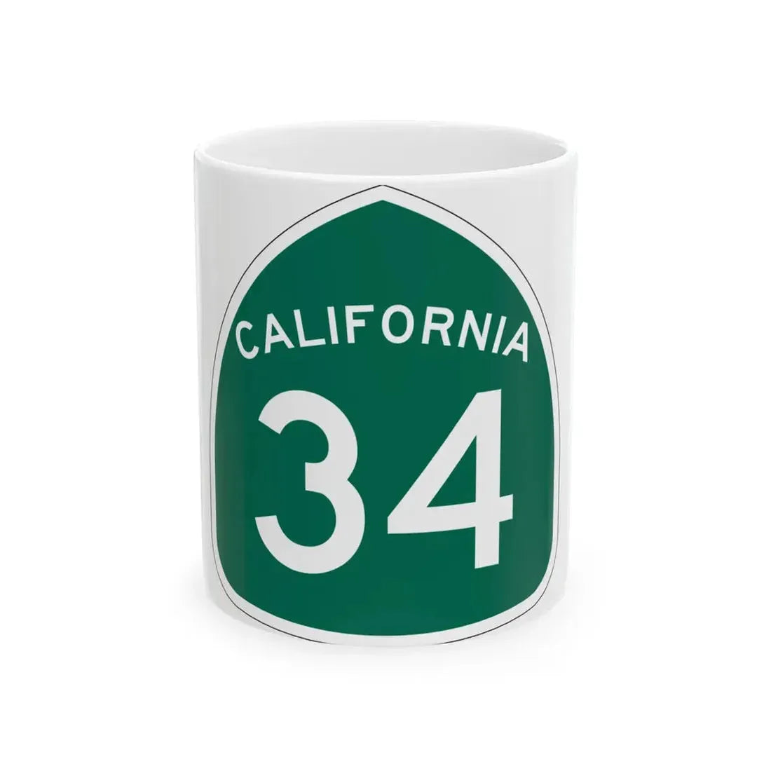 California 34 (California) (Road Sign) White Coffee Mug 11oz - Go Mug Yourself