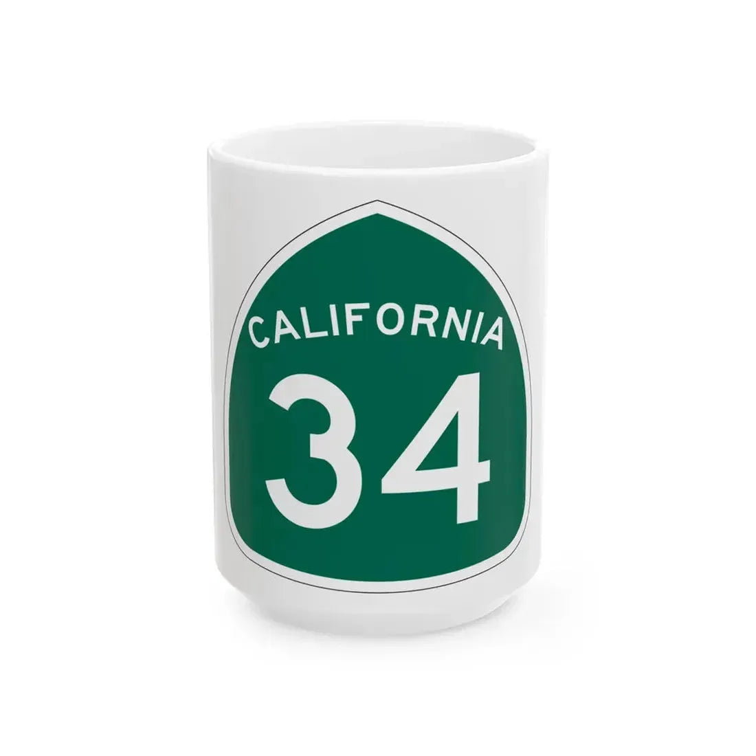 California 34 (California) (Road Sign) White Coffee Mug 15oz - Go Mug Yourself